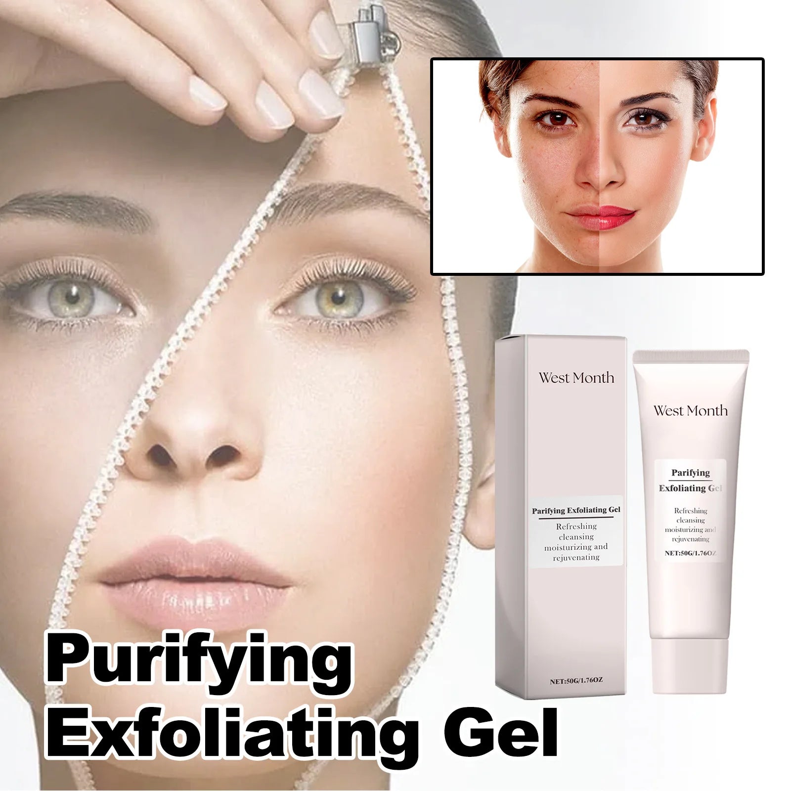 Exfoliating Peeling Gel for Acne and Blackheads - 50g Gentle Formula Scrubs Treatments Tidesmit