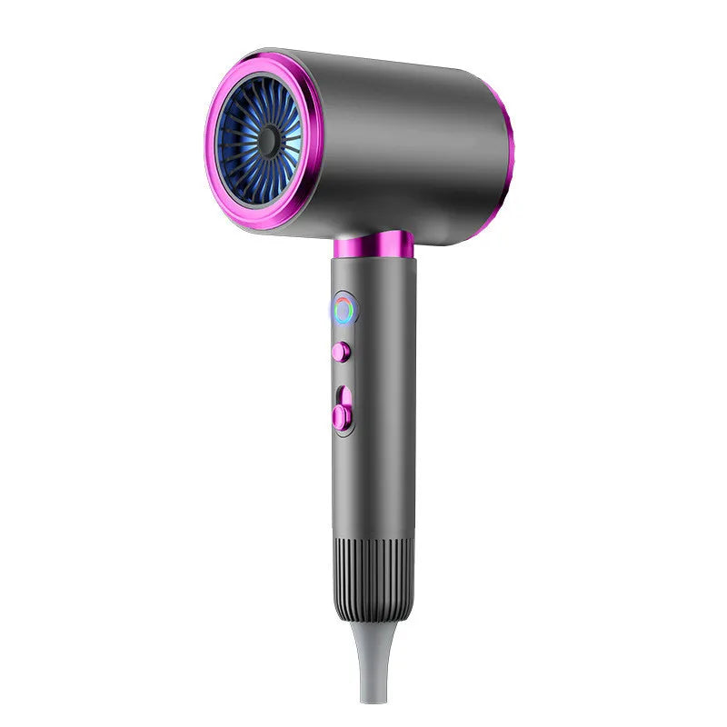 2400W high-speed grey & purple ionic hair dryer with blue light technology for salon-quality professional styling.