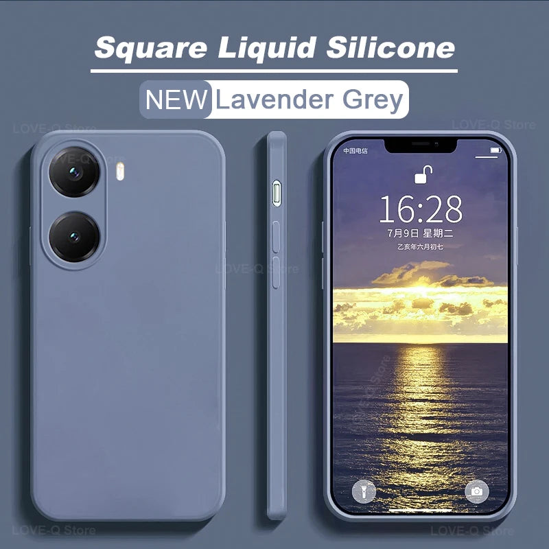 Poco X7 Pro Liquid Silicone Case: Shock-Absorbing Slim Fit Cover Gray Tidesmit