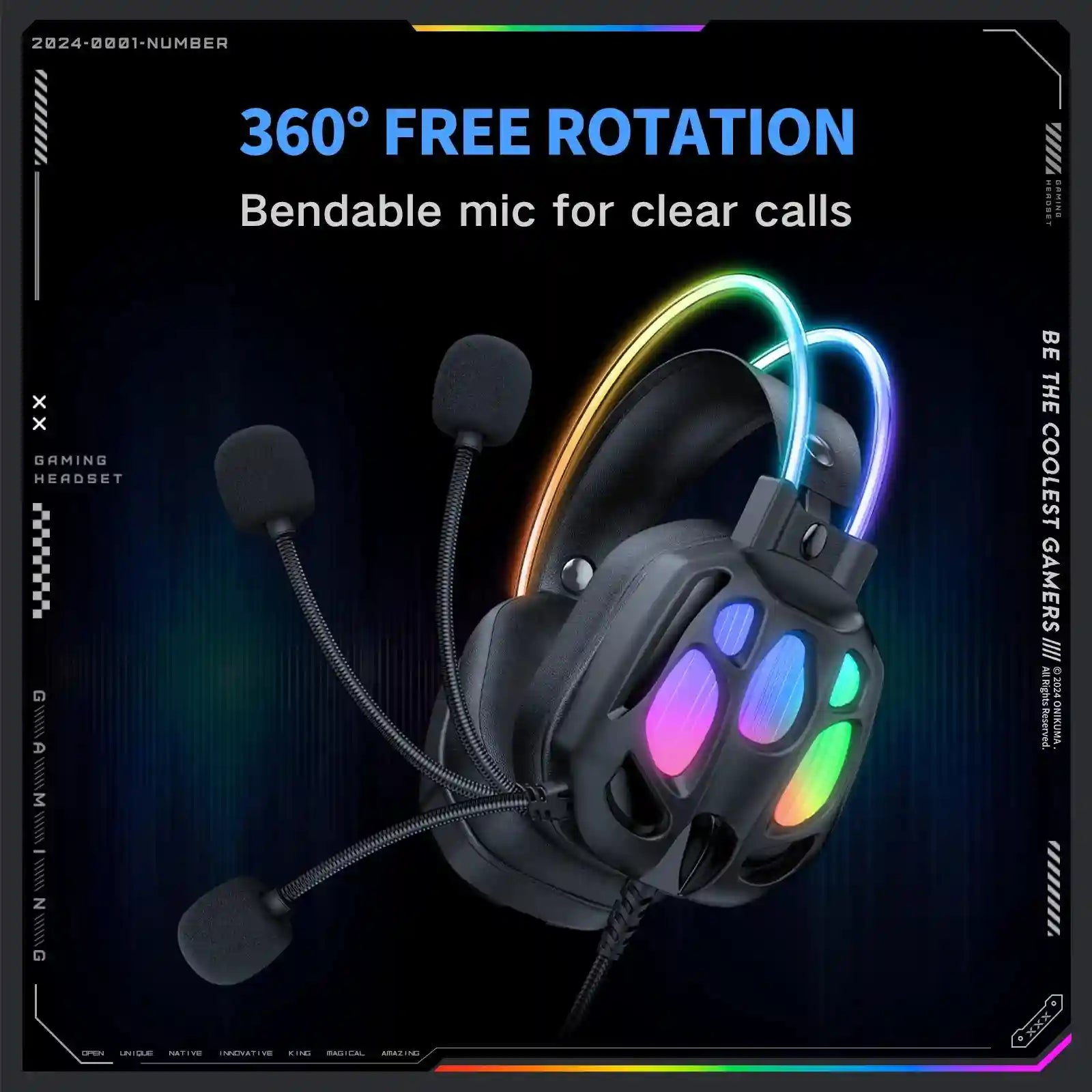ONIKUMA X89 Gaming Headphones: Surround Sound Over-Ear Wired Headset Tidesmit