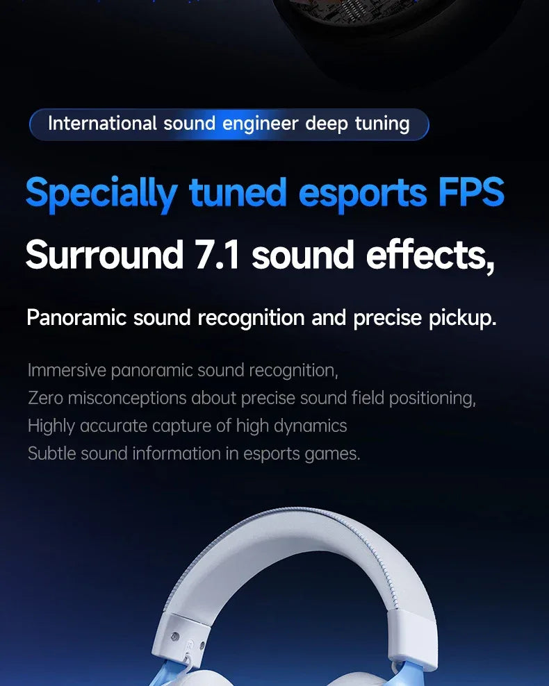Wireless Gaming Headset V9 Pro - 7.1 Surround Sound Over-Ear Headphones Tidesmit