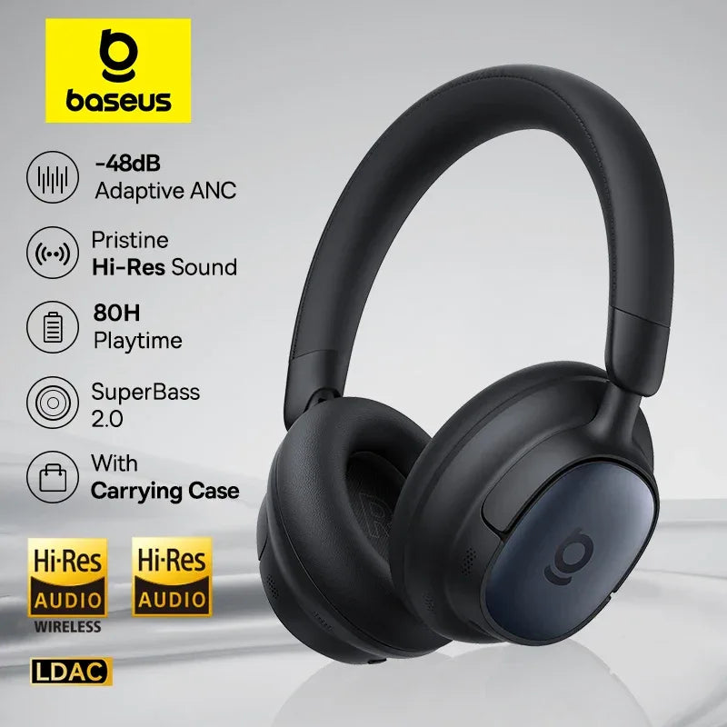 Tidesmit Wireless Noise Cancelling Headphones - 80H Playtime Hi-Res Audio Tidesmit