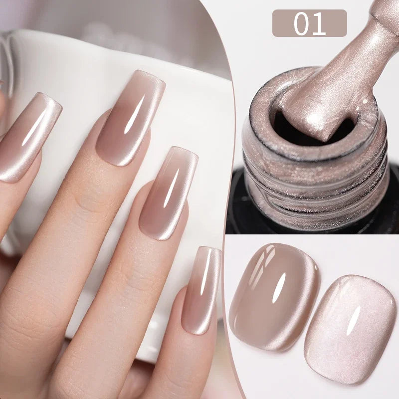 Cat Eye Magnetic Gel Polish 7.5ml - Professional Long-Lasting Nail Art Permanent Makeup Machines Nude Shade Ceramic 1