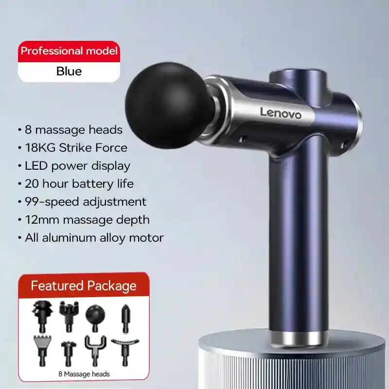 Deep Tissue Massage Gun - 8 Heads Electric Muscle Relief Device Body Shaping Massage Equipment Blue Tidesmit