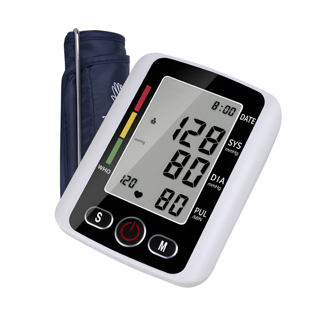 Digital Blood Pressure Monitor Arm Sphygmomanometer Heart Rate Pulse Meters Big Screen Automatic Tonometer with Cuff