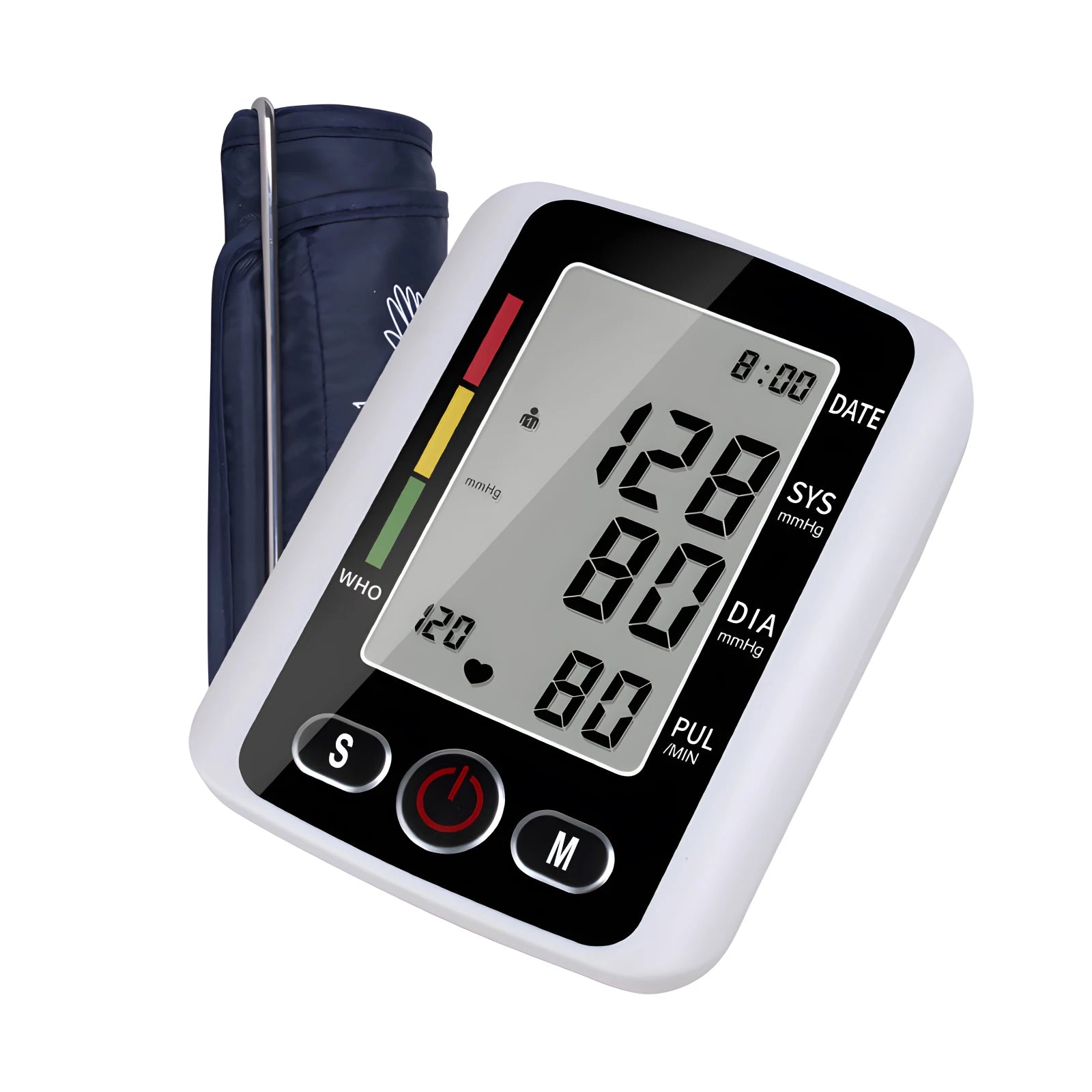 Digital Blood Pressure Monitor Arm Sphygmomanometer Heart Rate Pulse Meters Big Screen Automatic Tonometer with Cuff
