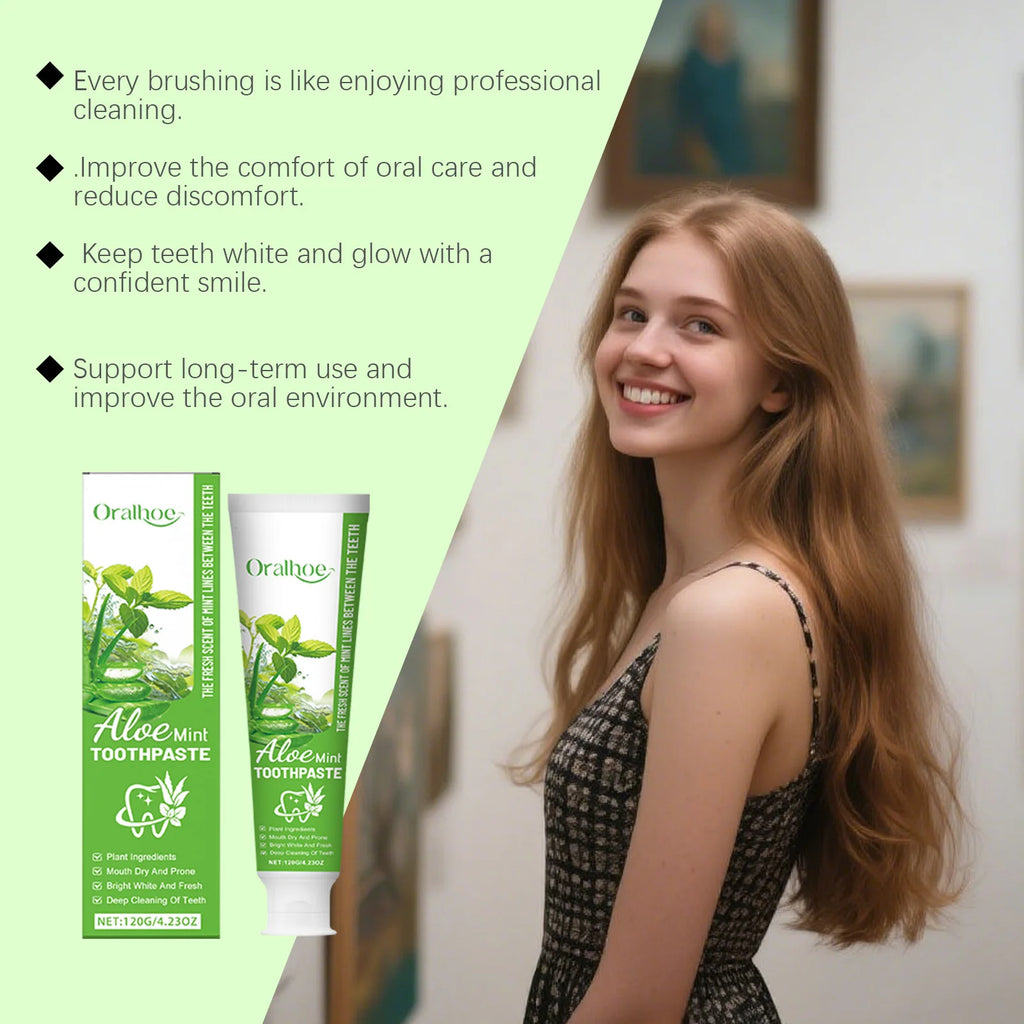 Tidesmit Aloe Vera Mint teeth whitening toothpaste for stain removal and gum soothing for fresh breath