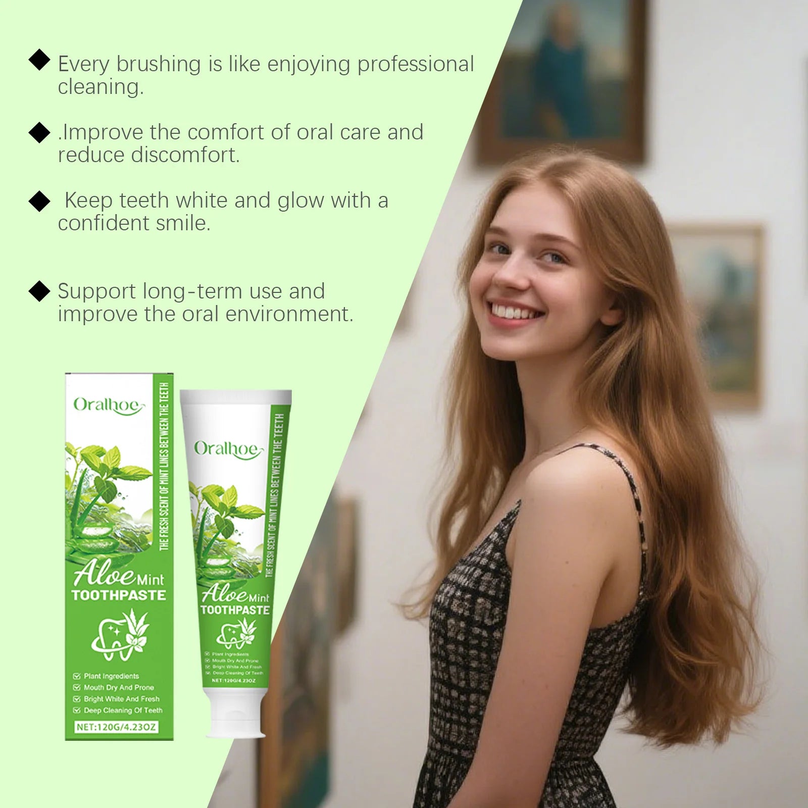 Tidesmit Aloe Vera Mint teeth whitening toothpaste for stain removal and gum soothing for fresh breath