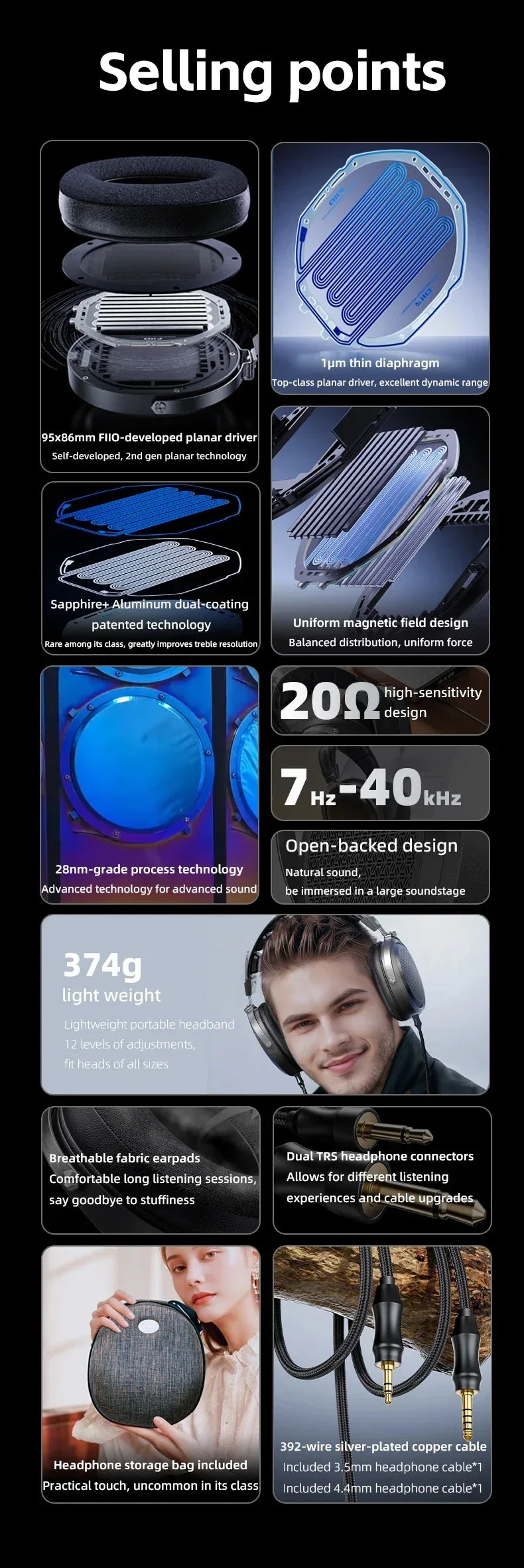 FiiO FT1 Pro Planar Magnetic Headphones Hi-Res Audio | Tidesmit Tidesmit