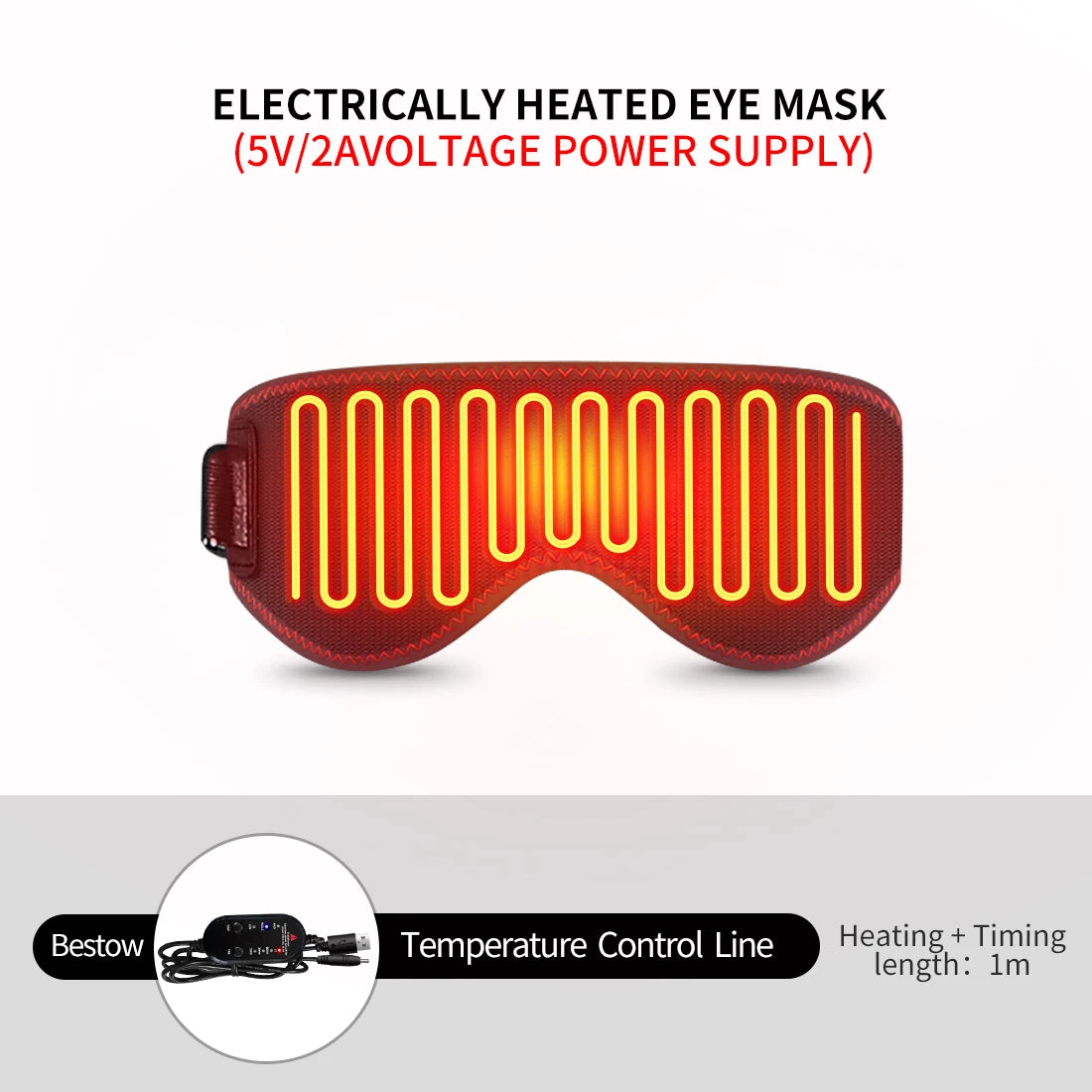 Electric Heated Massage Eye Mask for Eye Fatigue and Deep Relaxation Relaxation Treatment 5V-Heating Tidesmit