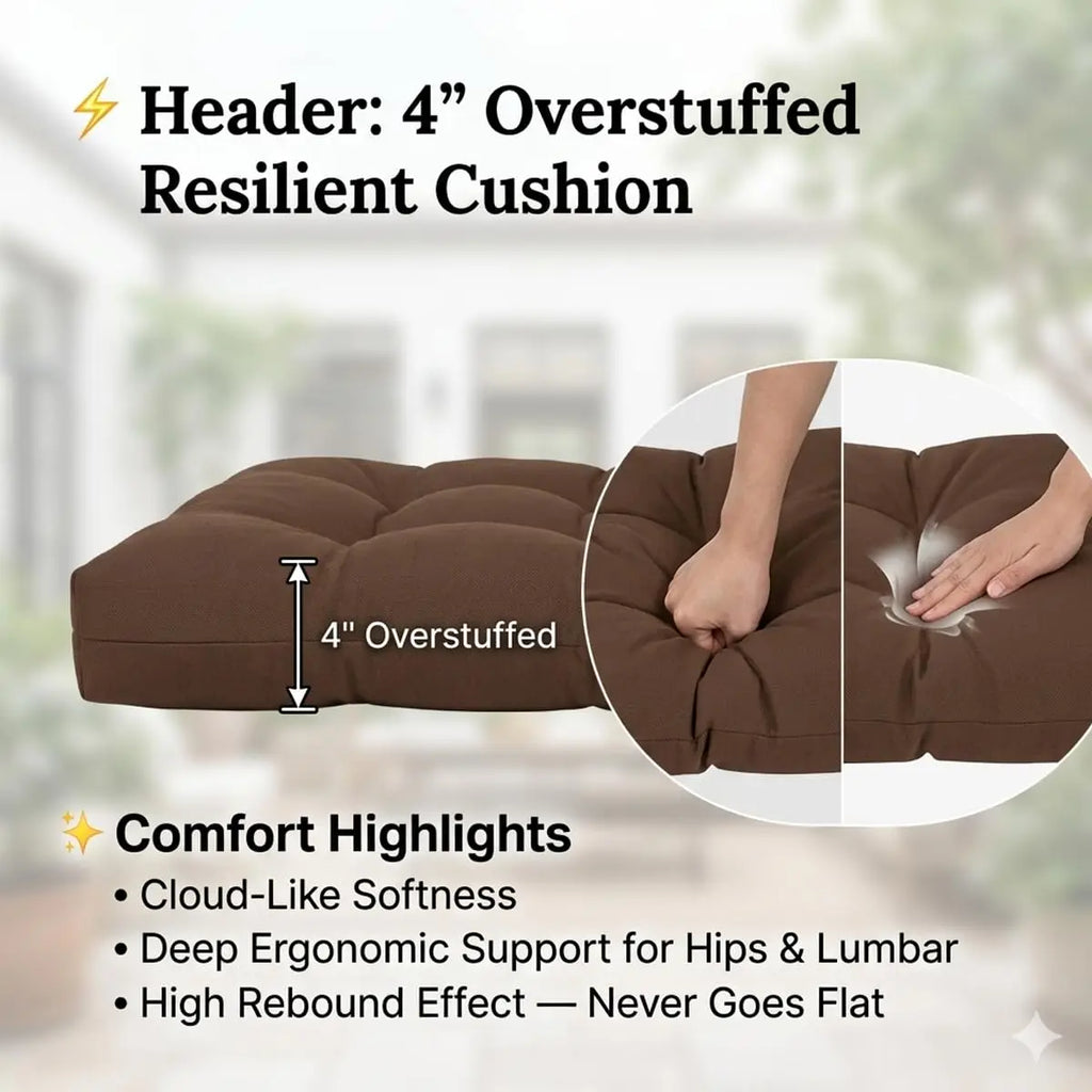 Rocking Chair Cushions, Indoor Outdoor Chair Cushion, Waterproof Fade Resistant High Back Patio Chair Pad with Non Slip Tufted