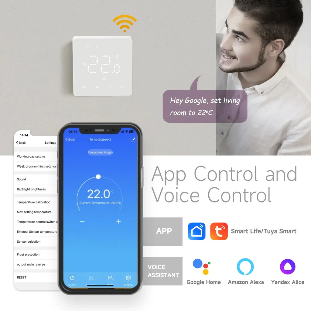Beok Zigbee Floor Heating Thermostat  Tuya Programmable Smart Home Thermoregulator with Alexa Google Home Alice
