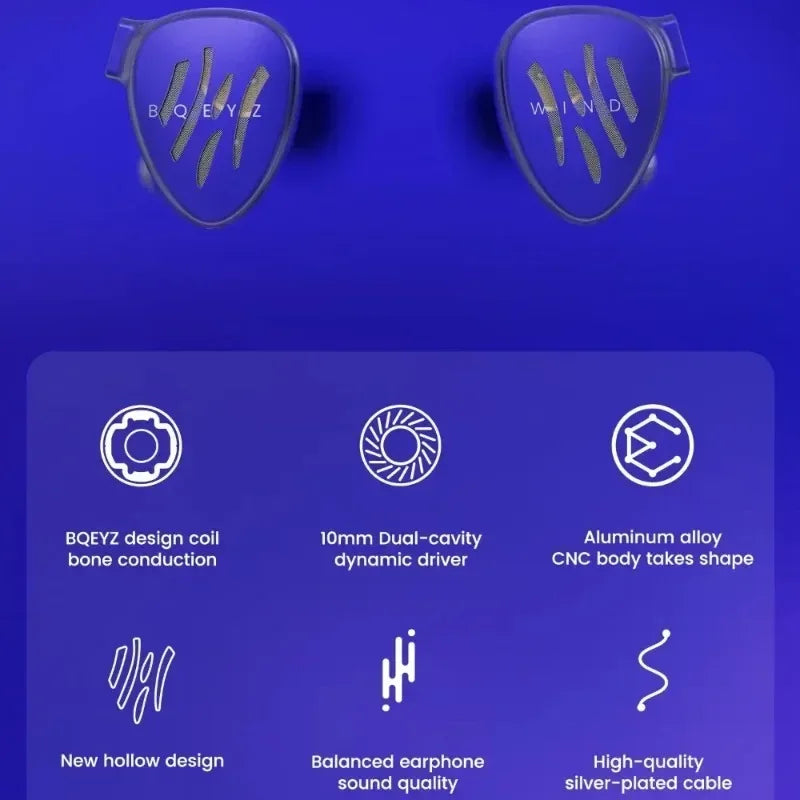BQEYZ Wind In-Ear Monitors with Bone Conduction - Tidesmit Dual Driver Tidesmit
