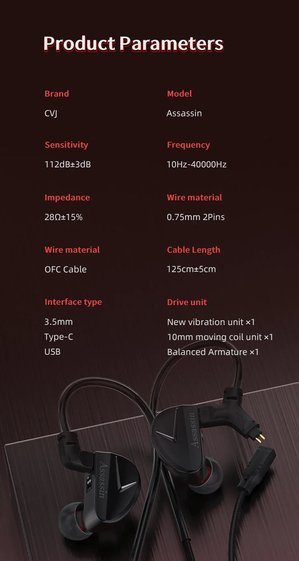 Tidesmit Gaming Earphones 1BA+1DD Dual Driver Wired In-Ear HiFi Assassin Tidesmit