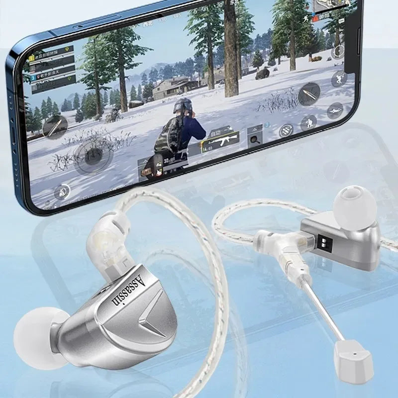 Tidesmit Wired Gaming Earbuds | Hybrid Dual Driver HiFi IEMs | Silver Tidesmit