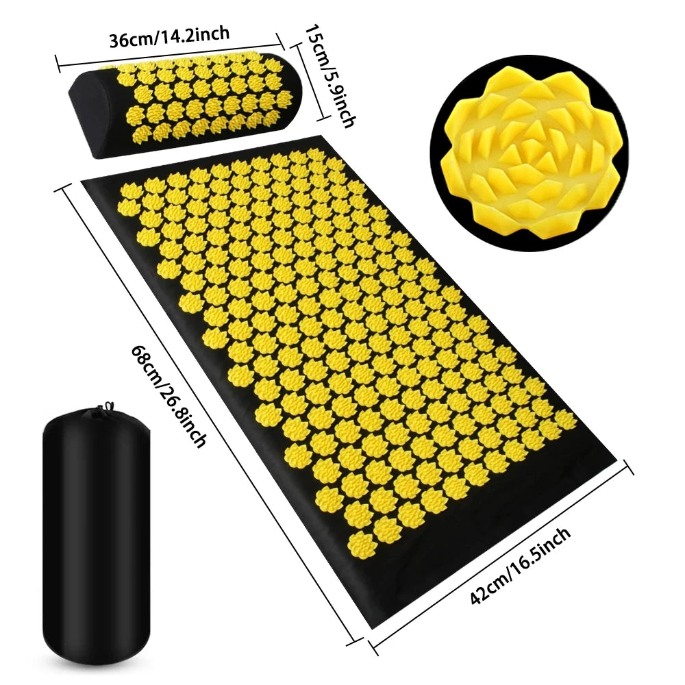 Acupressure Mat Set with Pillow - 3PCS Portable Muscle Relief System Body Shaping Massage Equipment Tidesmit