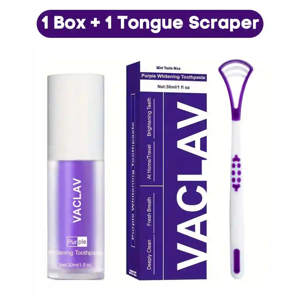 Tidesmit Vaclav purple toothpaste color corrector for effective teeth whitening and yellow stain removal