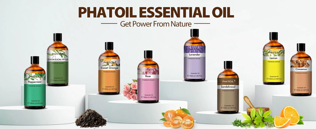 PHATOIL 100ml Lavender Peppermint Lemon Eucalyptus Lemongrass Essential Oil Natural Plant Pure Essential Oils For Diffuser