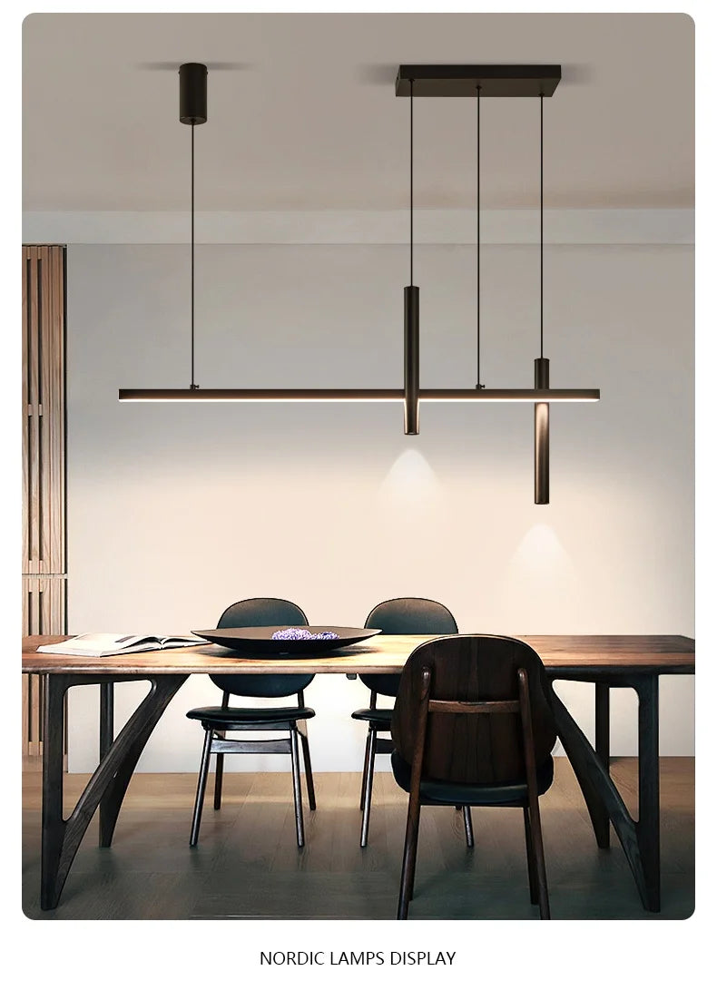 Linear LED Chandelier for Dining Room - Modern Dimmable Pendant Light Tidesmit