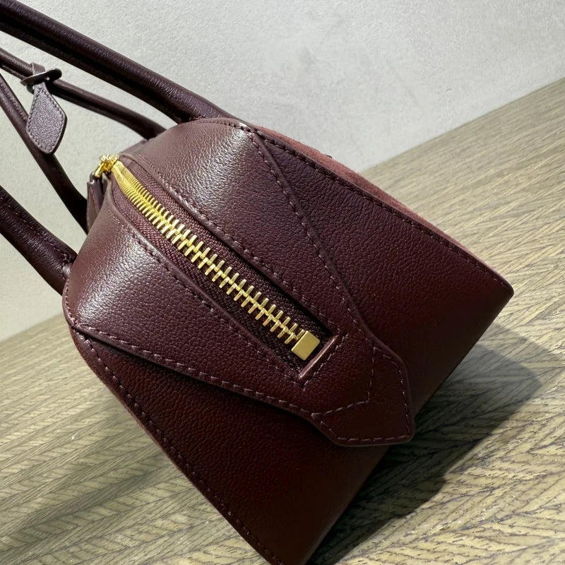 Ladies' luxurious high-quality genuine leather all steel hardware double-sided pull tab sausage handbag