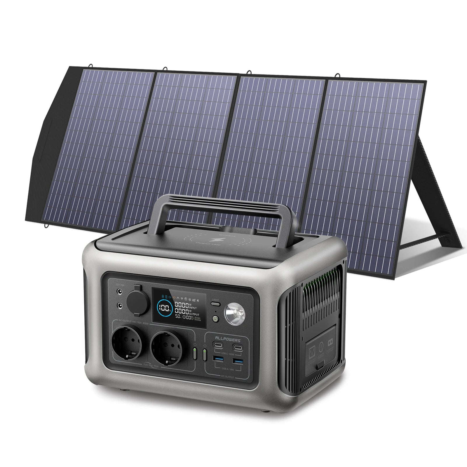 Portable Power Station 600W LiFePO4 with Solar Panel - Tidesmit R600 with 200W Tidesmit