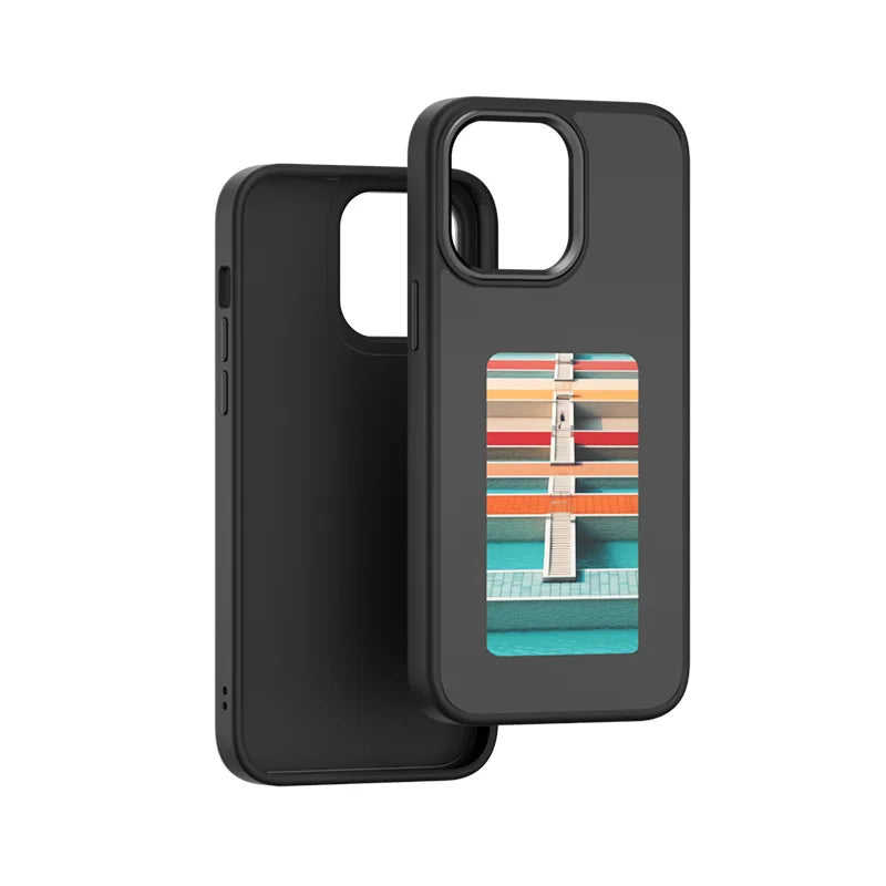 NFC Ink Screen Phone Case for iPhone | DIY Display & Drop Protection Black Tidesmit