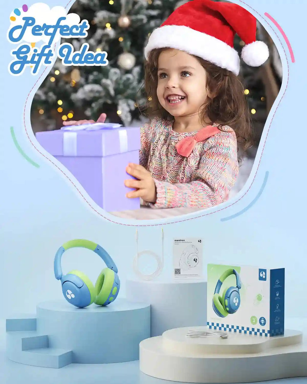 Kids Wireless Headphones - Safe 85dB Audio Over-Ear Design Tidesmit