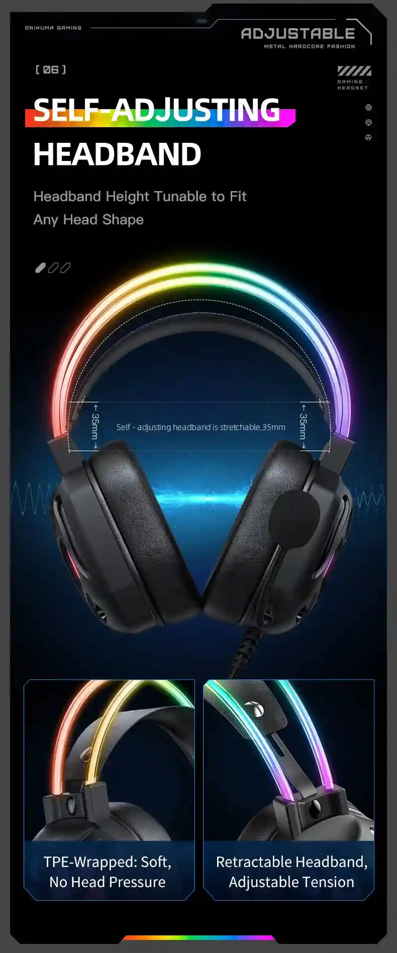 ONIKUMA X89 Gaming Headphones: Surround Sound Over-Ear Wired Headset Tidesmit