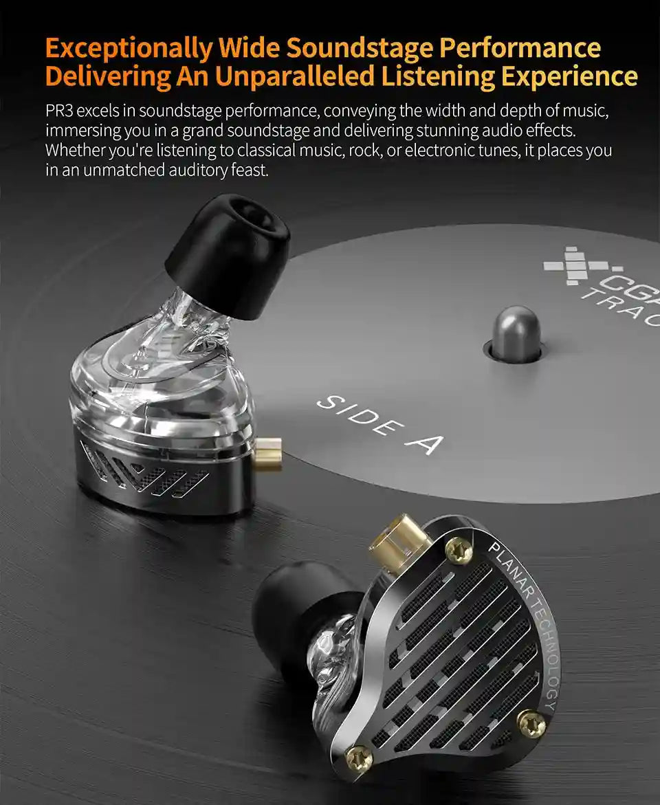 KZ PR3 Planar Magnetic IEMs - High-Fidelity Wired Studio Monitors Tidesmit