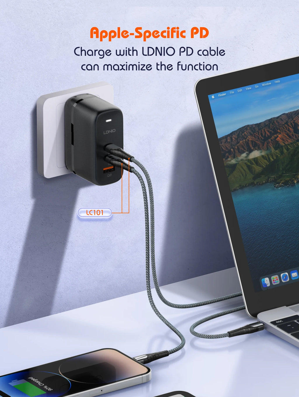 140W GaN USB C Charging Station - 6 Port Fast Desktop Wall Hub Tidesmit