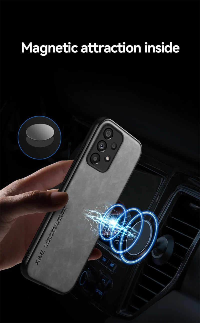 Magnetic Leather Case for Samsung Galaxy - Slim Shock-Absorbing Protective Cover Tidesmit