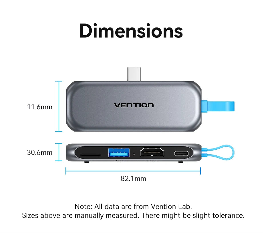 USB C Hub 4K 60Hz Adapter - 100W PD Charging for Laptop - Space Gray Tidesmit