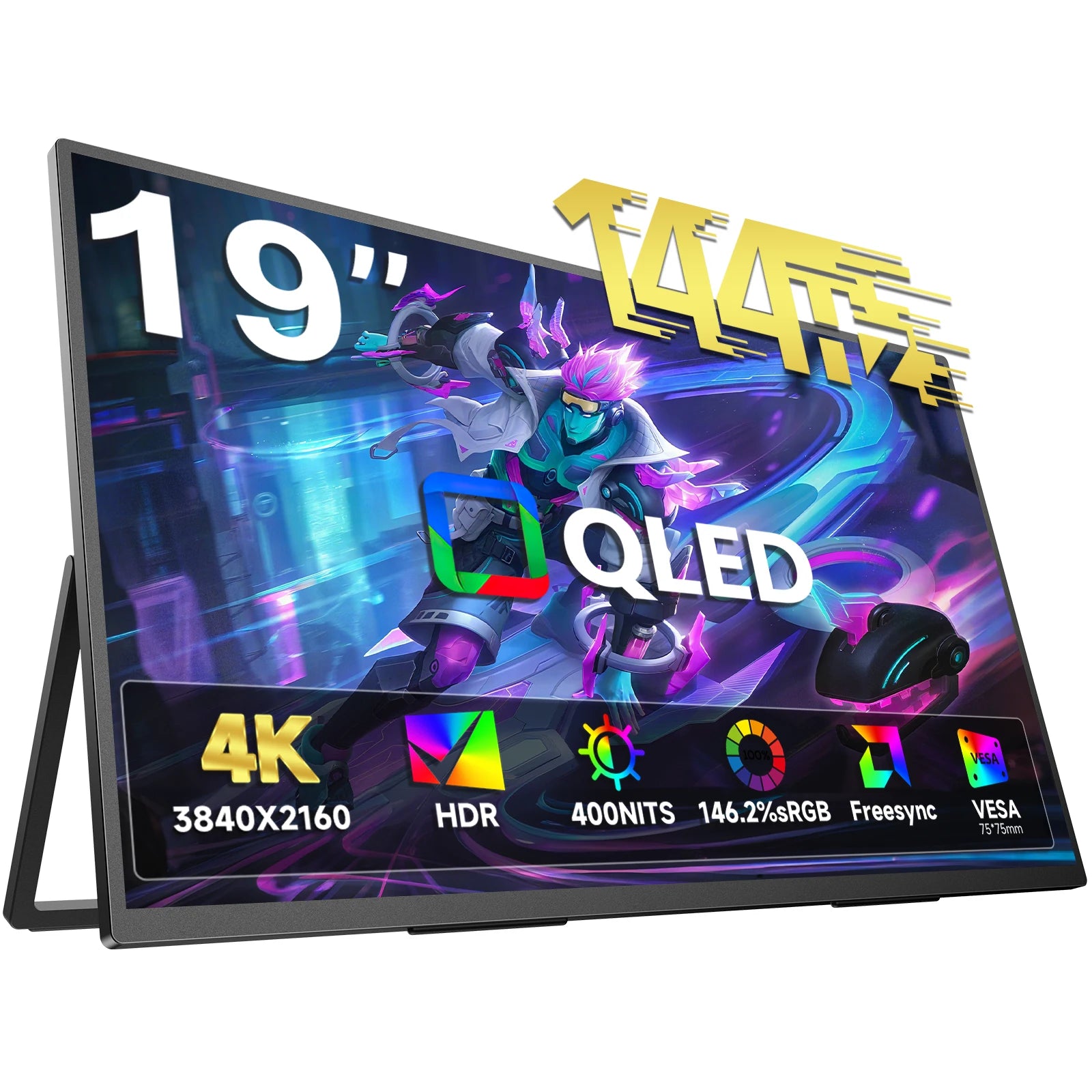 UPERFECT UColor Apex 19 144Hz UHD 4K Portable Monitor QLED Screen For Gaming Travel Laptop Phone Game Console Steam Deck PS5 PC