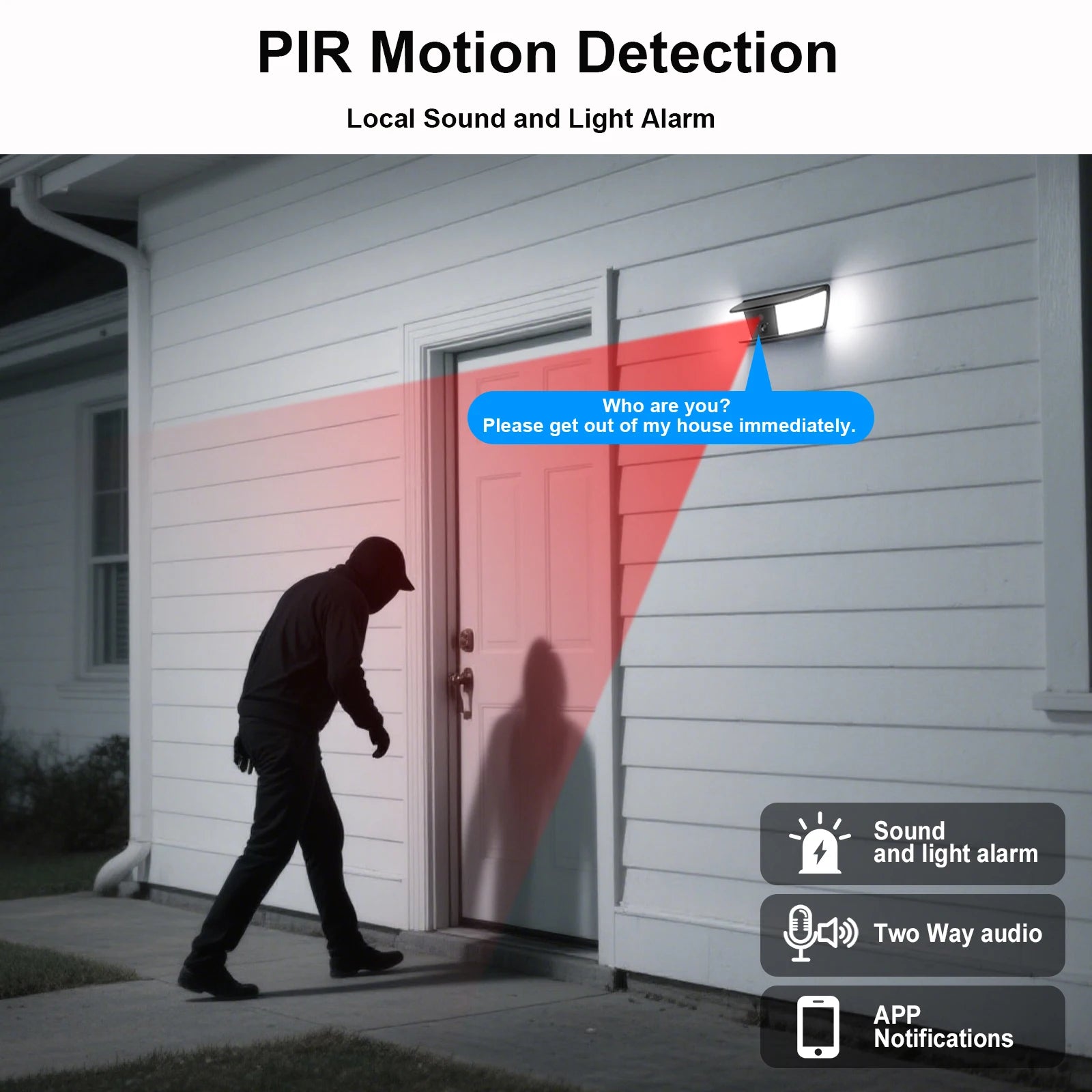 2K Solar Camera Wall Light Outdoor Surveillance Camera 5200mAh Battery Camera Color Night Vision Local Alarm Humanoid Detection
