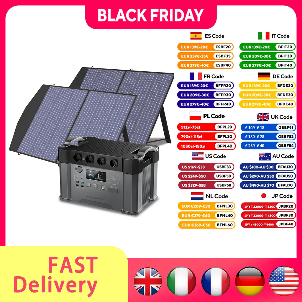 Portable Power Station 2400W with 400W Solar Panels for Off-Grid Energy Tidesmit