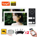 WiFi video doorbell intercom kit: black outdoor panel with camera and 3 buttons