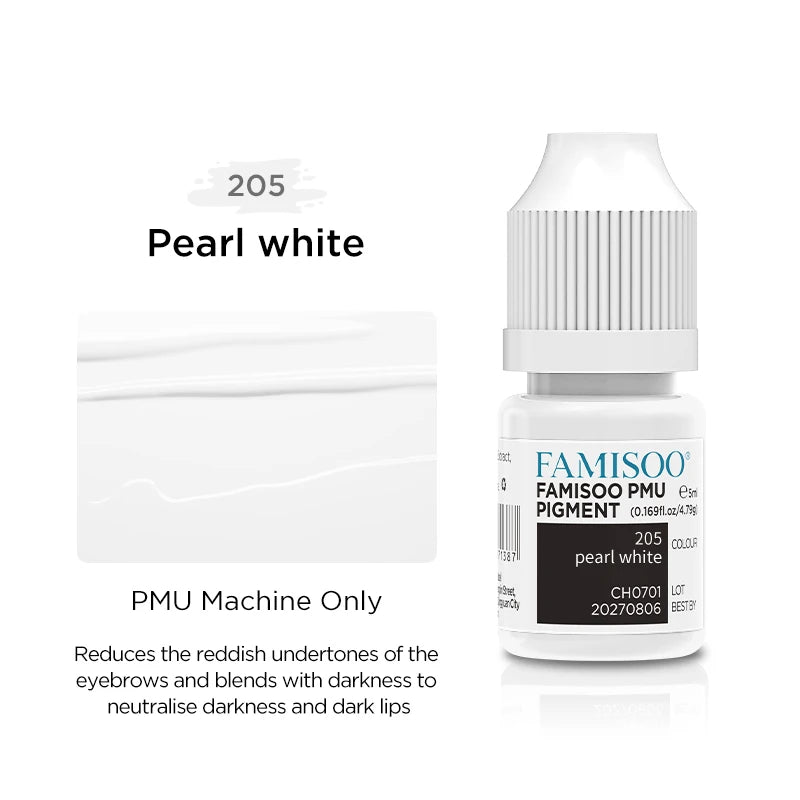 Eyebrow Tattoo Ink - Professional 5ml Microblading Pigment for PMU Machines Permanent Makeup Machines 205 Pearl White