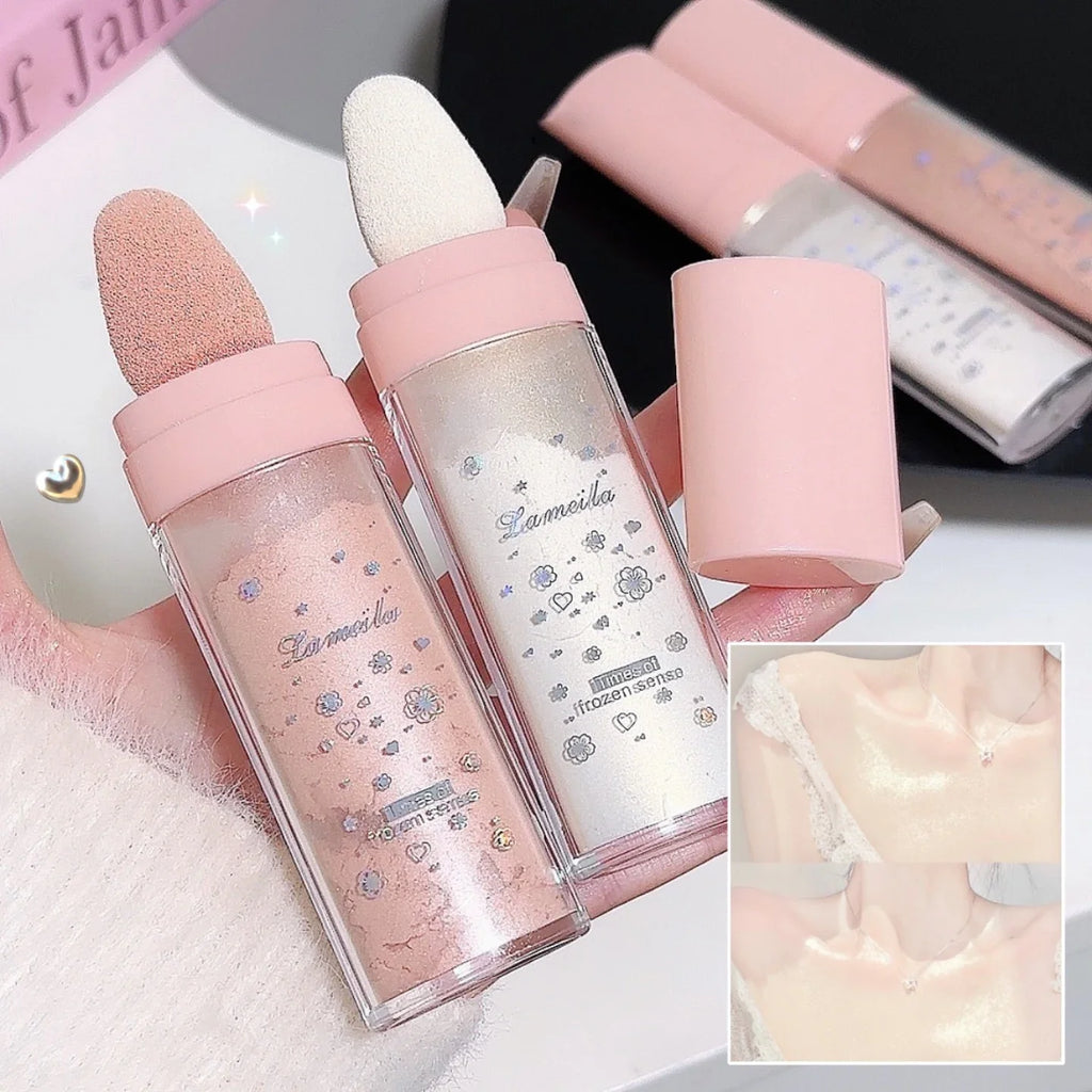 Tidesmit 3Colors glitter powder highlighter shade swatch for face makeup with shimmer finish and natural glow