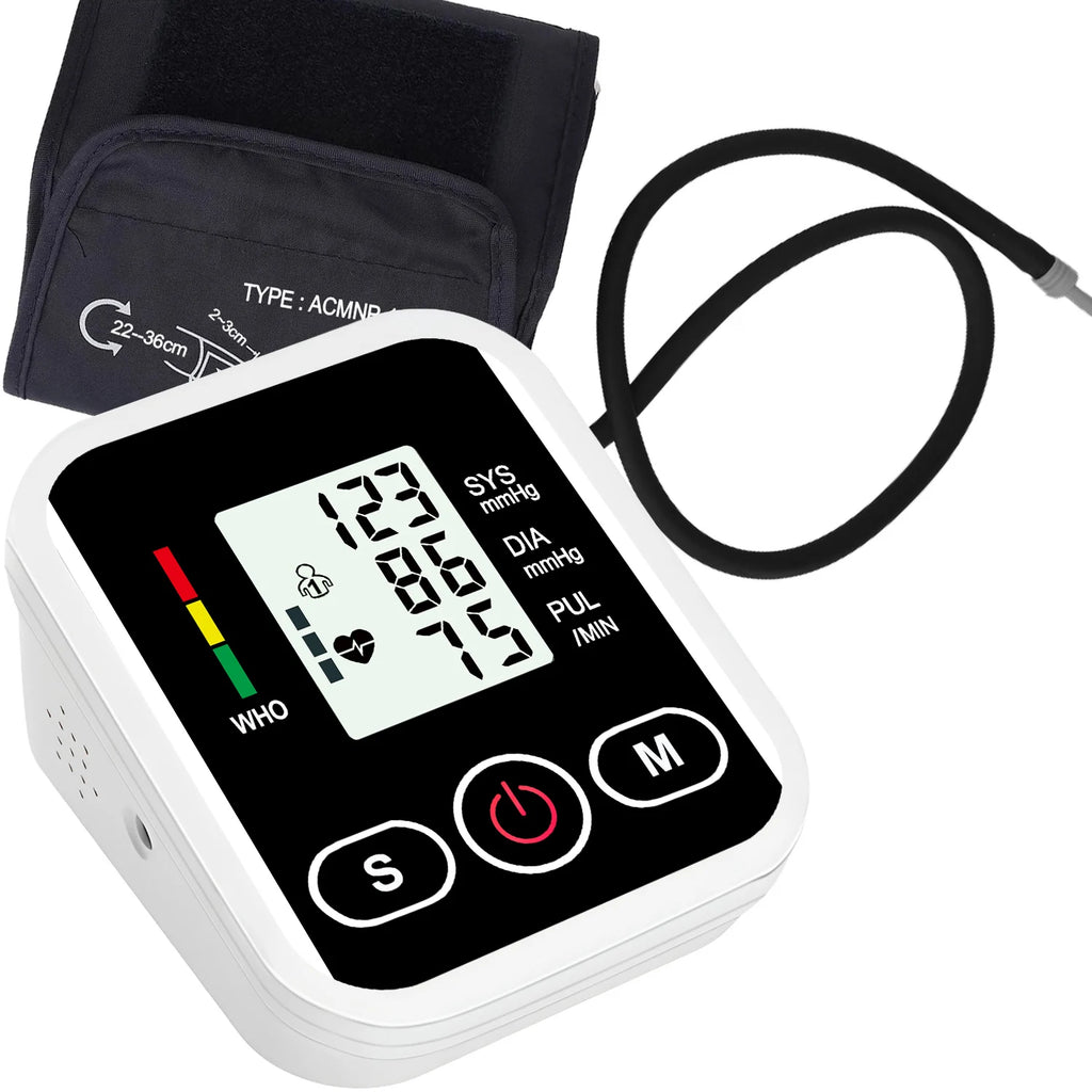 Arm Blood Pressure Monitor LCD Pressure Sensor Monitor BP Automatic Tonometer Digital Tensiometer LED Display Cuff Heart