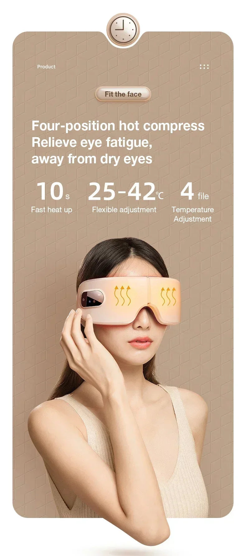 4D Eye Massager with Heat and Bluetooth - Portable Wellness Tool Relaxation Treatment Tidesmit