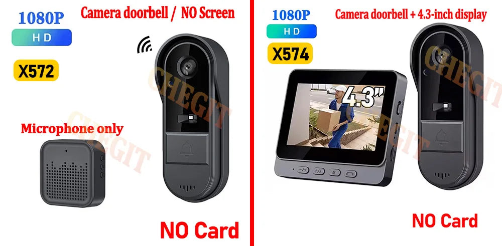 Wireless Wifi Doorbell Camera 1080P Waterproof Video Intercom Doorbell 4.3in IPS Screen Home Security Door Bell IR Night Vision