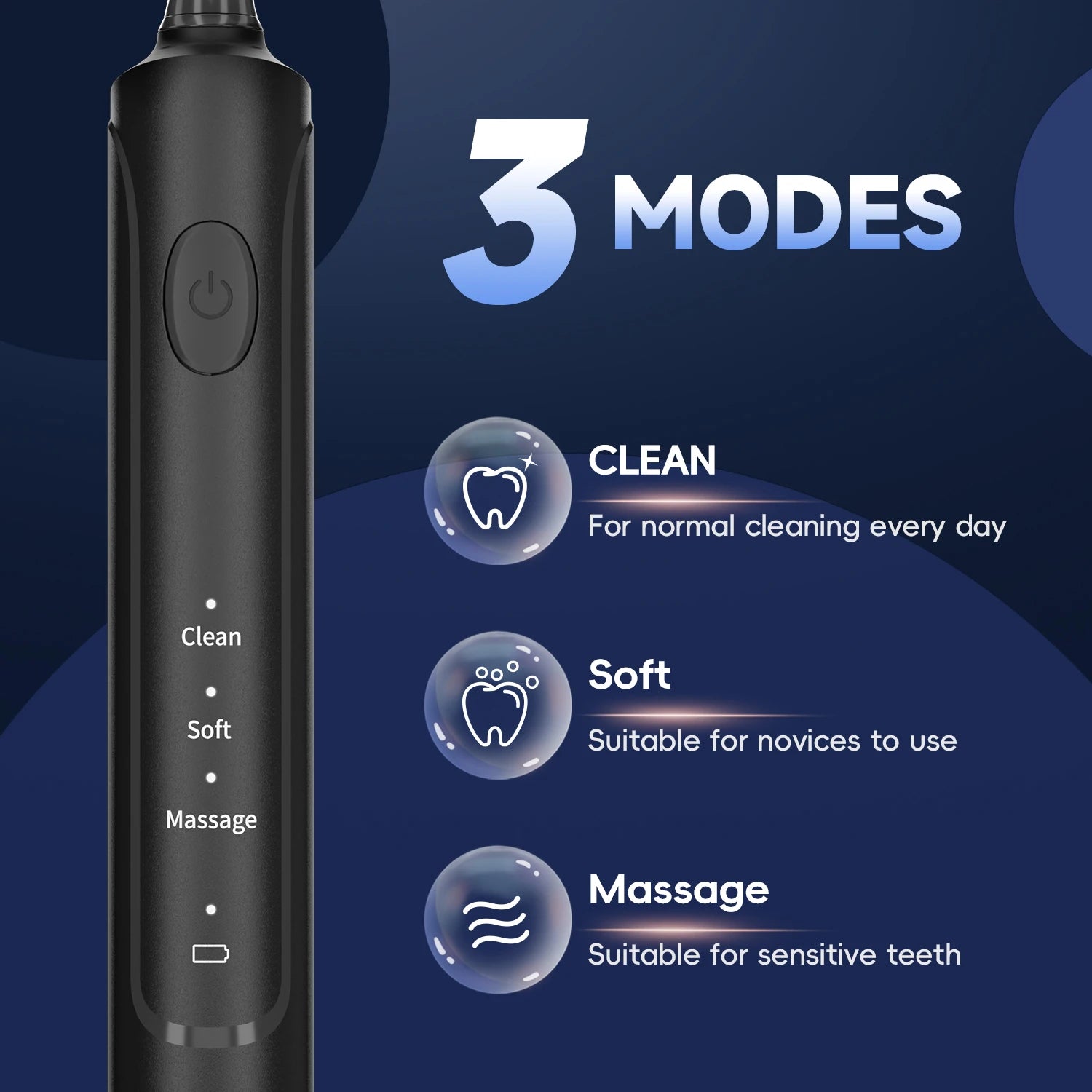 Electric Toothbrush Rotation Clean Teeth Adult 3 Modes Teeth Brush T37 Sonic Electric Tooth Brush With 4 Extra Replacement Heads