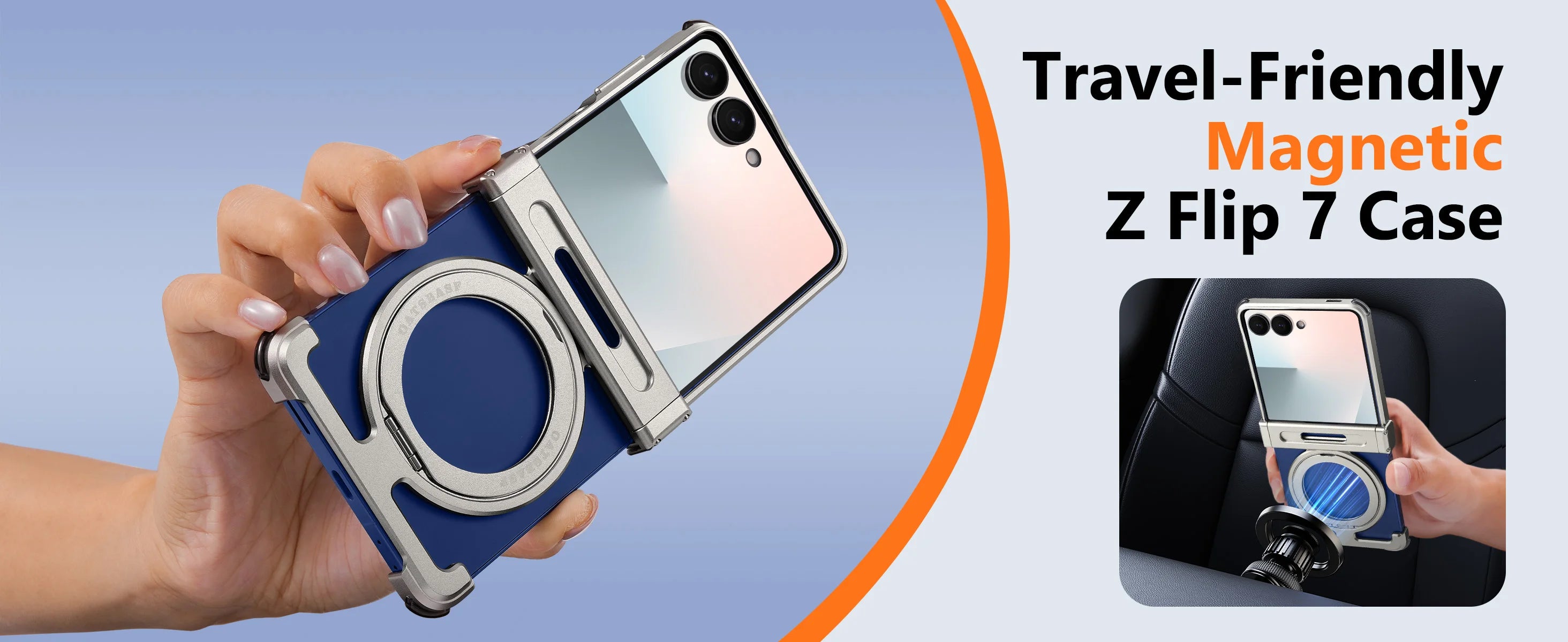 Samsung Galaxy Z Flip 7 Metal Frame Case with 360 Ring - Titanium Tidesmit