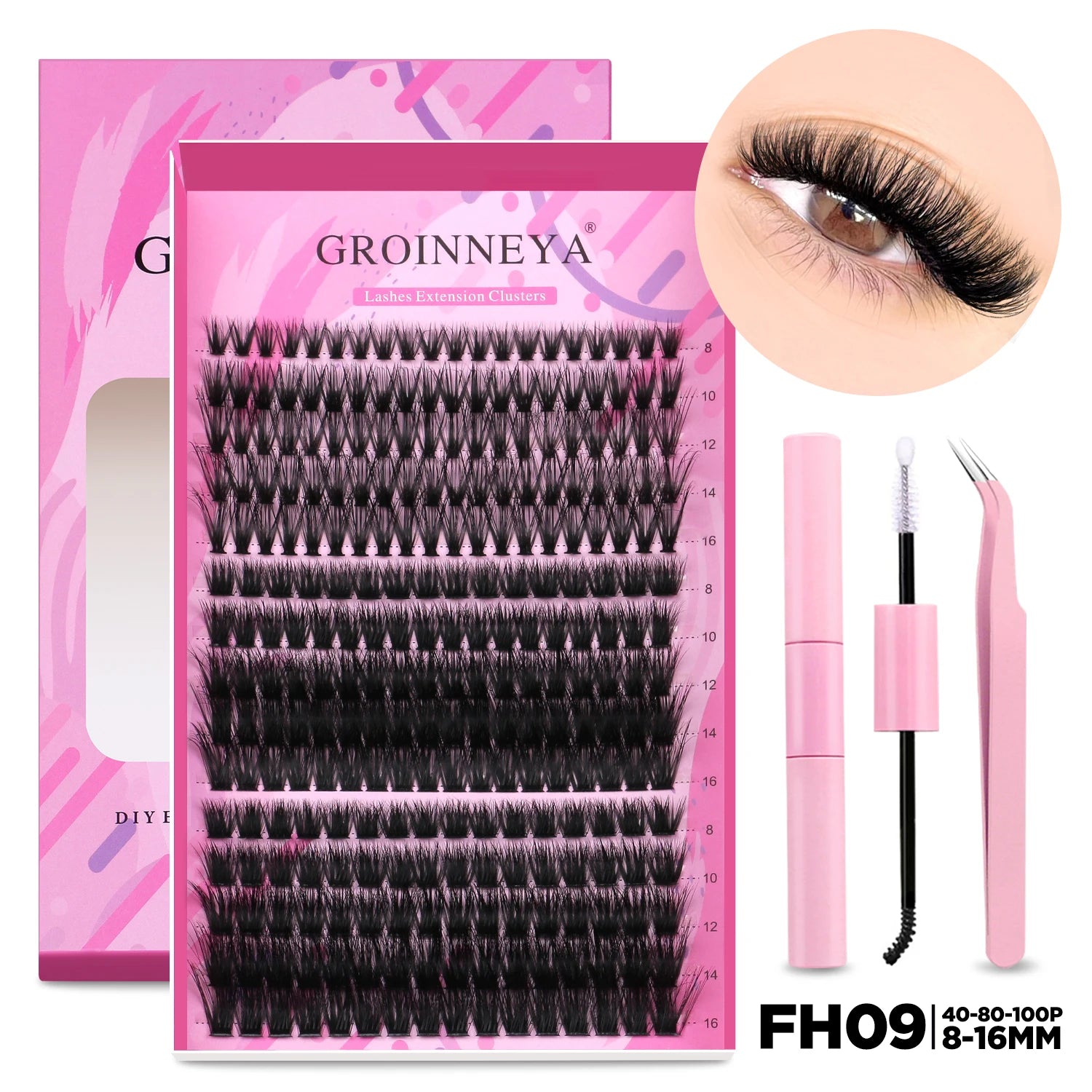 DIY Lash Extension Kit with Bond and Seal - Pro Cluster Set Lip Care Lash Set-FH09 Tidesmit