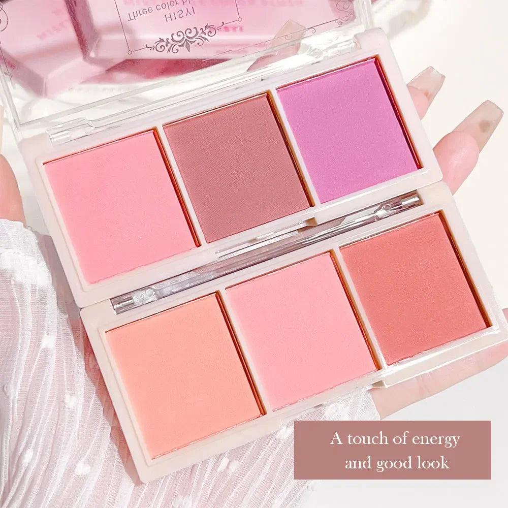 Tidesmit 3-color nude face makeup palette with natural matte milk tea orange eyeshadow shades in texture close-up