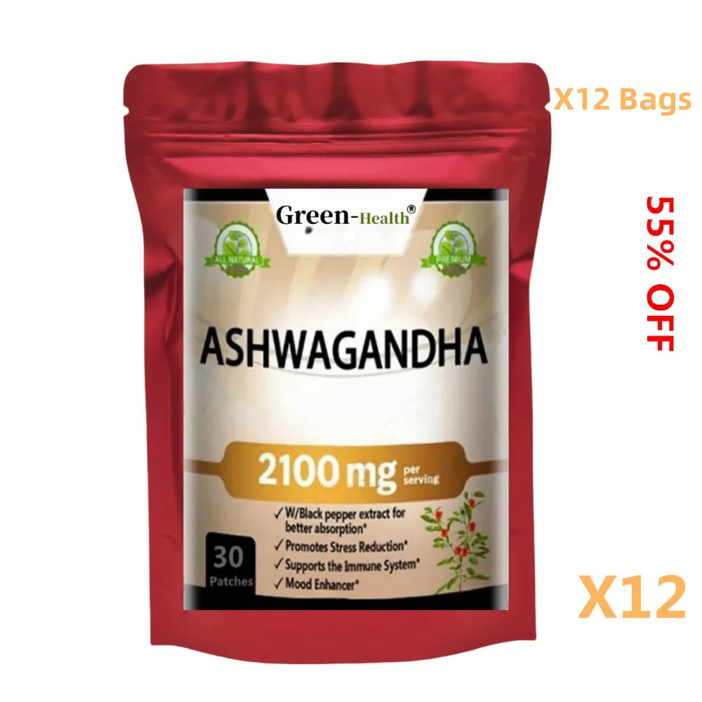 High quaityt Organic Ashwagandha 2100mg Patch - Stress Relief, Mood & Immune Support, Thyroid Aid free shipping