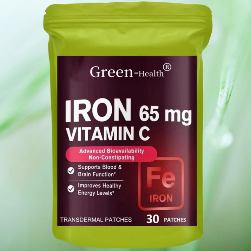 30 Patches Iron Transdermal Patches For Women And Men, With Vitamin C, Blood, Energy, Muscle & Immune System Support