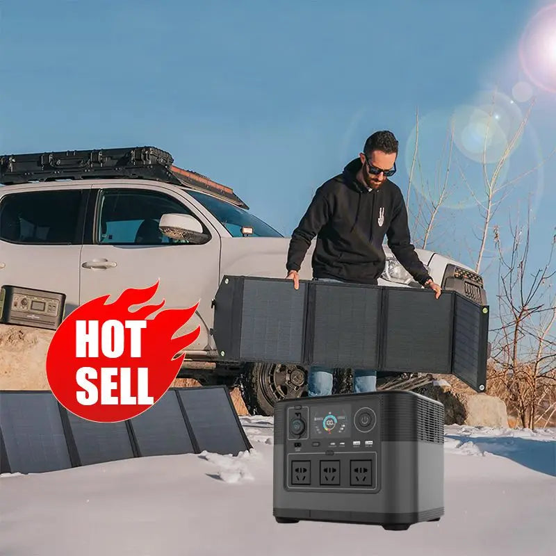 2026 new 220V 110V 1200W portable power station with solar panels, 1000Wh foldable,