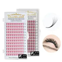 GLAMLASH L/LU/M W Shape Eyelash Extension 3D Premade Volume Fan Lashes W Style YY Lashes Faux Mink Volume Lashes Natural