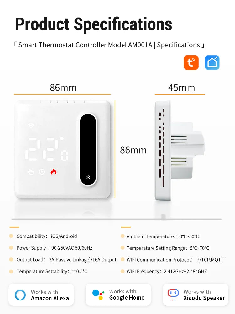Tuya WiFi Smart Thermostat Temperature Water Electric Floor Heating Gas Boiler Controller Support Alice Alexa Google Home